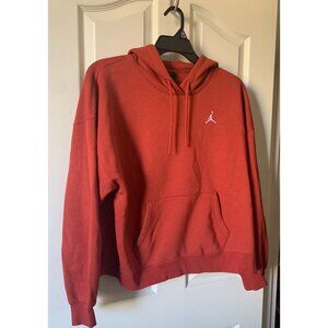 Jordan Red Hoodie Sweatshirt With Kangaroo Pocket & Jumpman Logo Front Size L